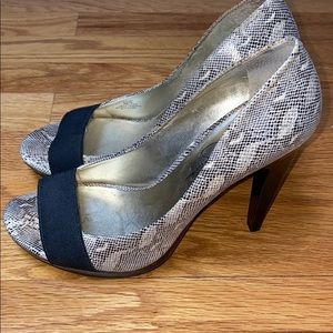 Jessica Simpson snake print open toe high heels